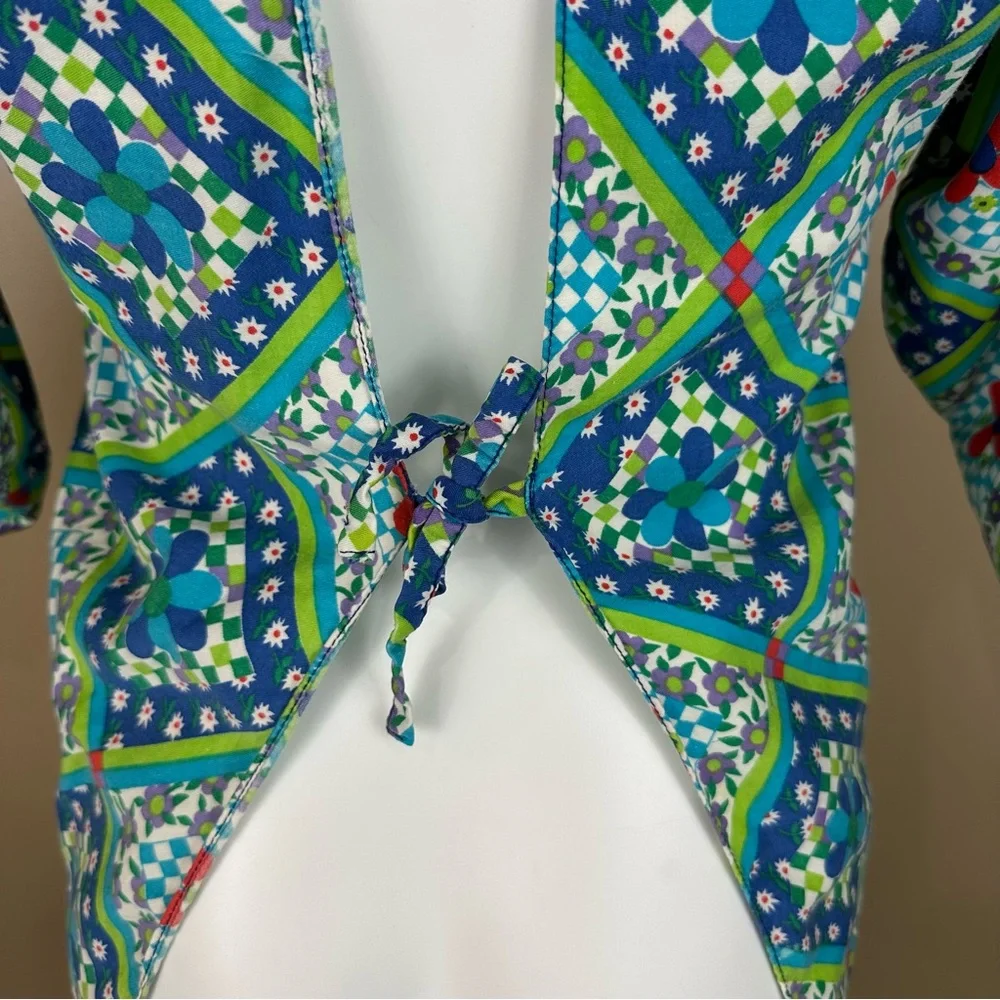 Vintage Multicolor Floral Tile Print Apron Full Coverage Small